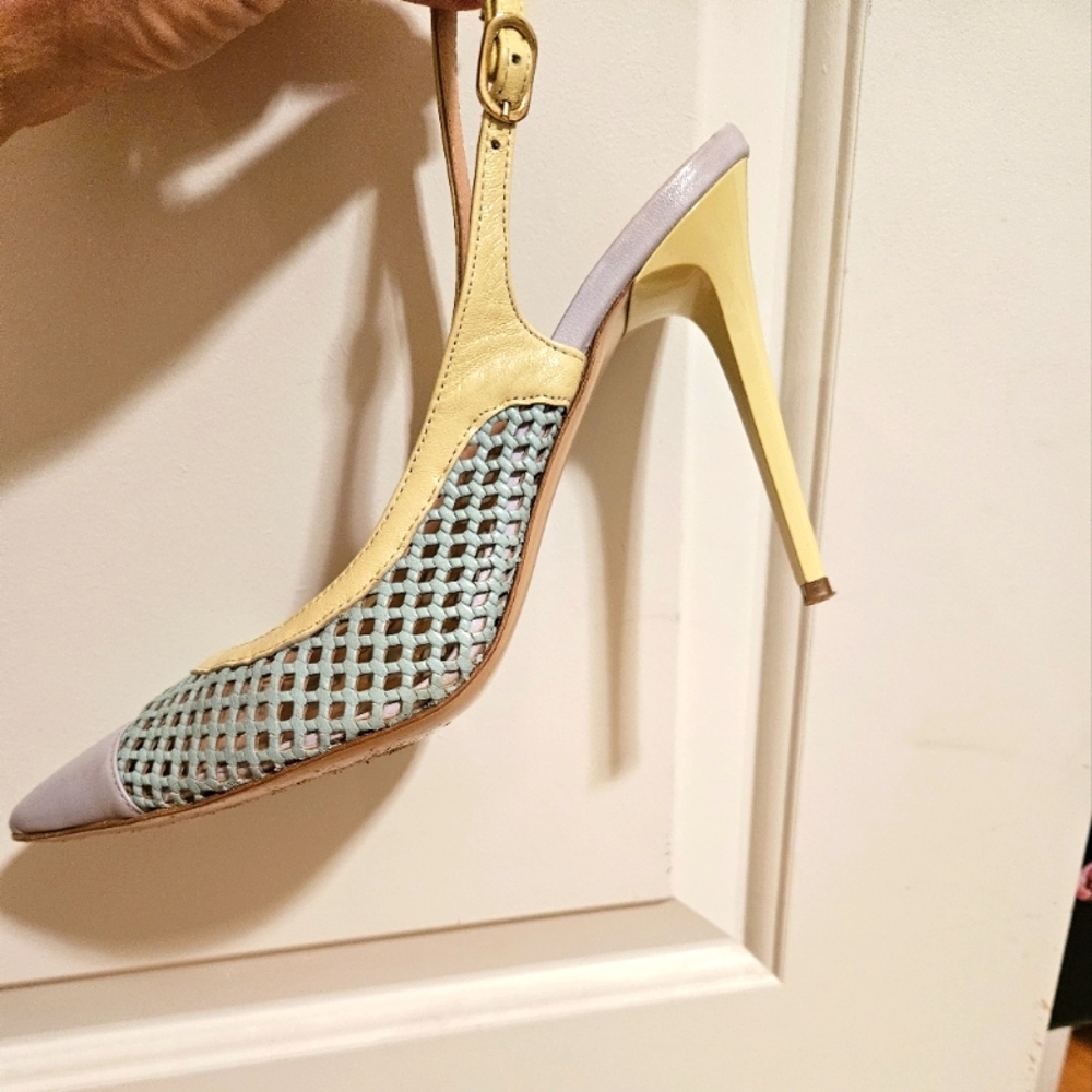 Slingback summer heels. leather shoes. made in Italy .Isabelle Paris size 39.5